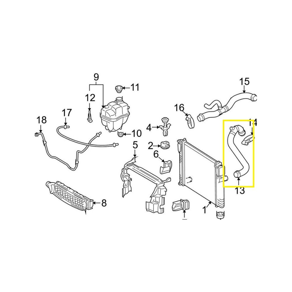 Furtun radiator racire Mercedes Clasa E (W211) 2002-2009, motor 2.6 V6, 3.2 V6, Material : Cauciuc, 2115010382