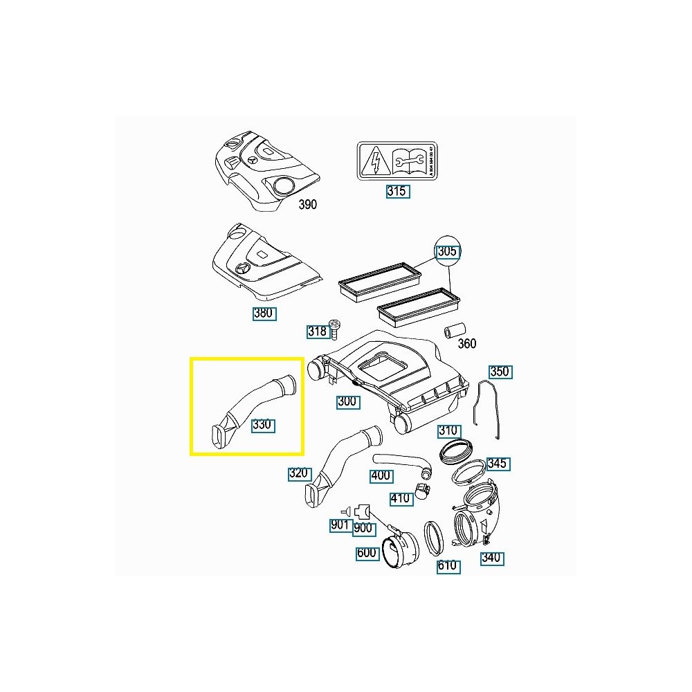 Furtun filtru aer, tubulatura filtru Mercedes Clasa S (W221), 2005-2013, motor 3.0 V6, 3.5 V6, Material : Plastic, 2720903482; A2720903482