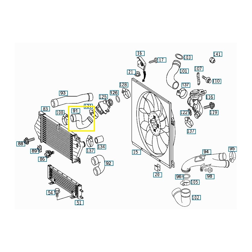 Furtun intercooler, supraalimentare Mercedes Clasa M (W164) 2005-2012, motor 3.0 CDI, Material : Cauciuc, Diametru interior [mm] : 58, 1635016082; A1635016082