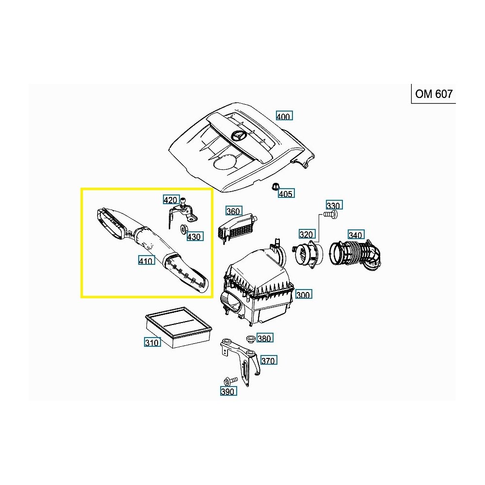 Furtun filtru aer, tubulatura filtru Mercedes Clasa A (W176), 2012-2019, Clasa B (W246), 2011-, Clasa Cla(C117), 2013-, Gla (X156), 2013-, motor 2.1 CDI, 1.5 CDI, 1.8 CDI, 2.1 D, Material : Plastic, 6510900000; A6510900000