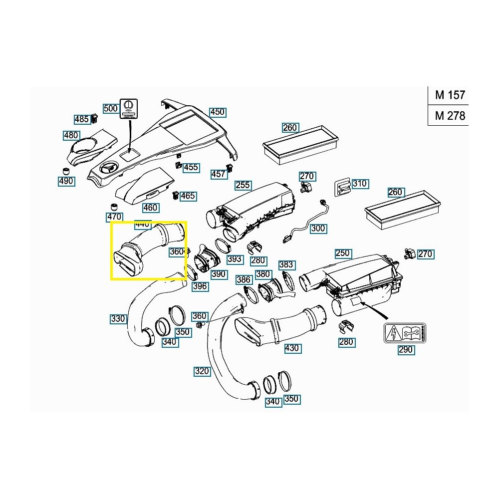 Furtun filtru aer, tubulatura filtru Mercedes Gl/Gls (X166), 2012-, Clasa M (W164), 2005-2012, Clasa M/Gle (W166), 2012-/2015-, motor 4.7 V8 T, 5.0 V8, 5.5 V8, 6.2 V8, 5.5 V8 T, Material : Plastic, 2780902482; A2780902482