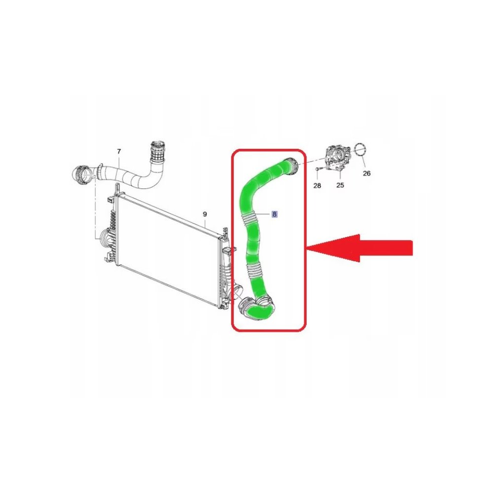 Furtun intercooler, supraalimentare Opel Insignia 2008-2017, motor 2.0 CDTI, Material : Cauciuc, Diametru interior [mm] : 50/70, 1302288; 13419442