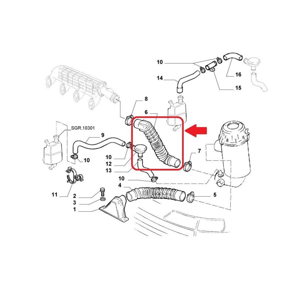 Furtun filtru aer, tubulatura filtru Citroen Jumper 1994-2002, Fiat Ducato, 1994-2001, Peugeor Boxer, 1994-2002, motor 2.8 HDI, 2.8 JTD, Material : Cauciuc, Diametru interior [mm] : 72/60