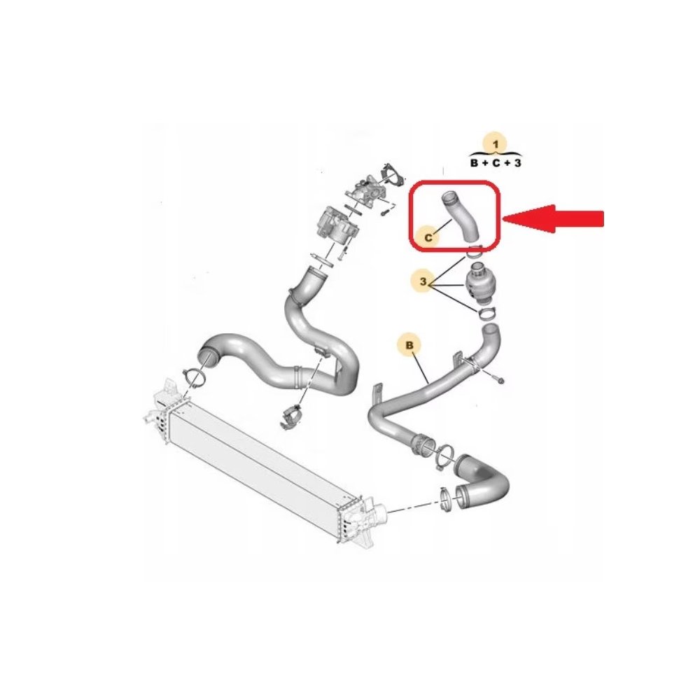 Furtun intercooler, supraalimentare Citroen Jumper 2014-, Peugeot Boxer 2014-, motor 2.0 HDI, Material : Silicon, Cu cleme, 1398849080; 1617244480; 1638153280