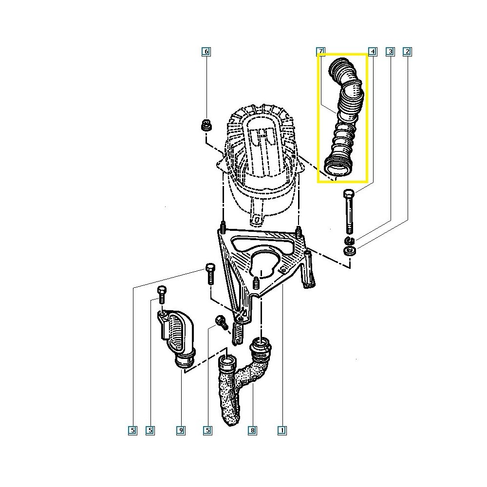 Furtun radiator racire Renault Megane Scenic, 1996-1999, Megane, 1995-1999, Megane, 1999-2003, Scenic, 1999-2003, motor 1.9 D, 1.9 dT, 1.9 dTi, 2.0, Material : Plastic, Diametru interior [mm] : 80, 7700867369