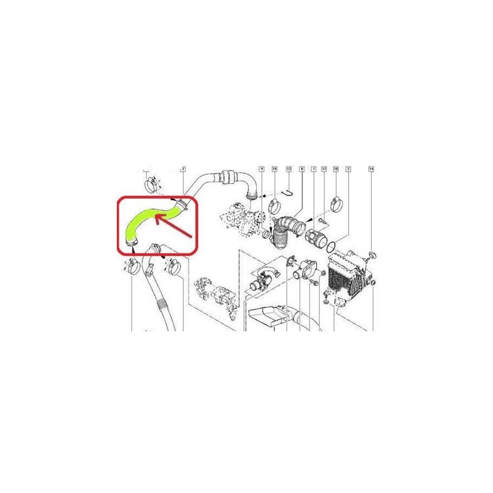 Furtun intercooler, supraalimentare Renault Megane 2002-2008, Scenic 2003-2009, motor 1.5 dci, Material : Cauciuc, Cu cleme, 8200306925