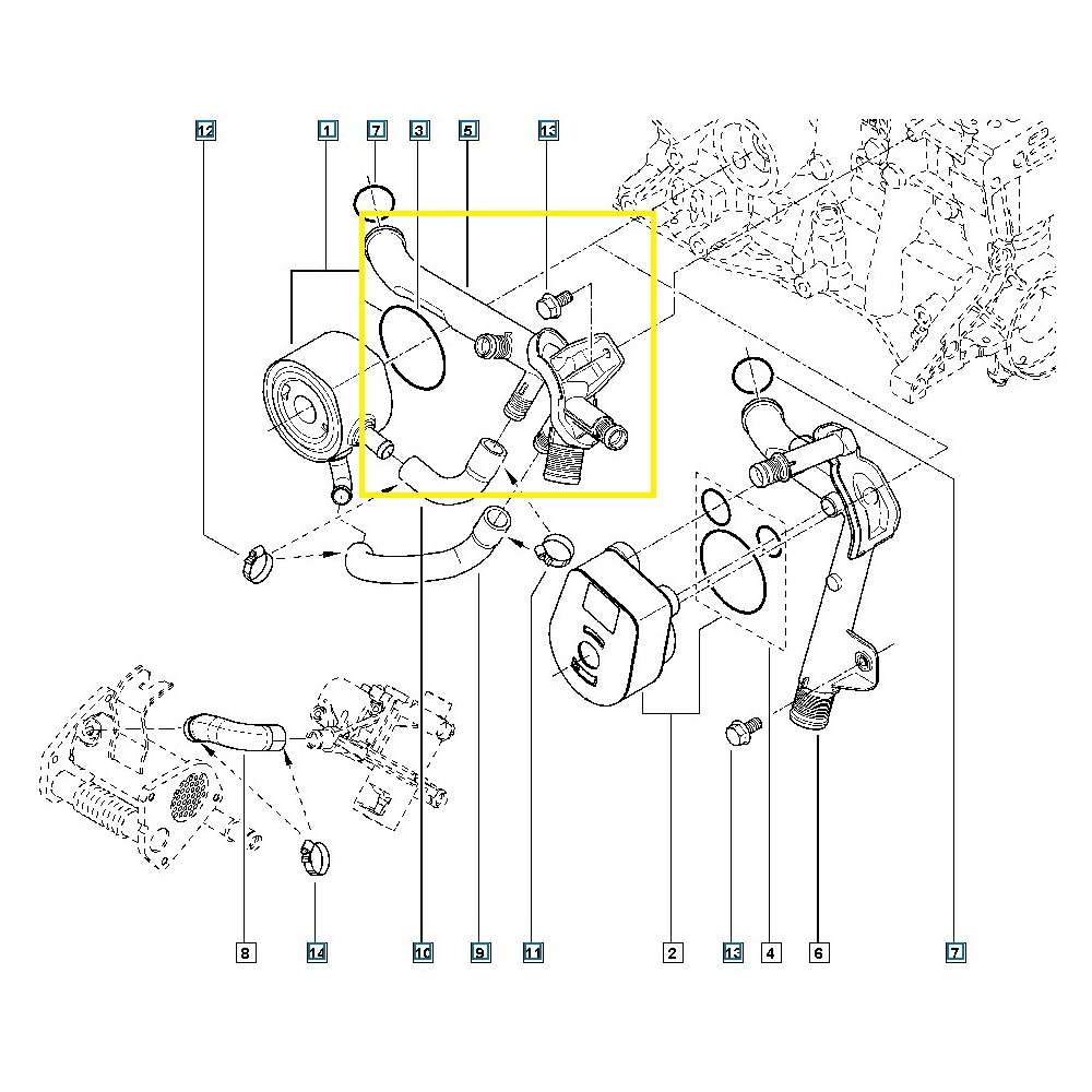 Furtun radiator racire Dacia Logan 2004-2008, Logan 2008-2012, Clio, 1998-2012, Kangoo 2003-2008, Megane 2002-2008, Scenic 2003-2009, motor 1.5 dci, Material : Plastic, 8200041141; 8200089768; 8200557831