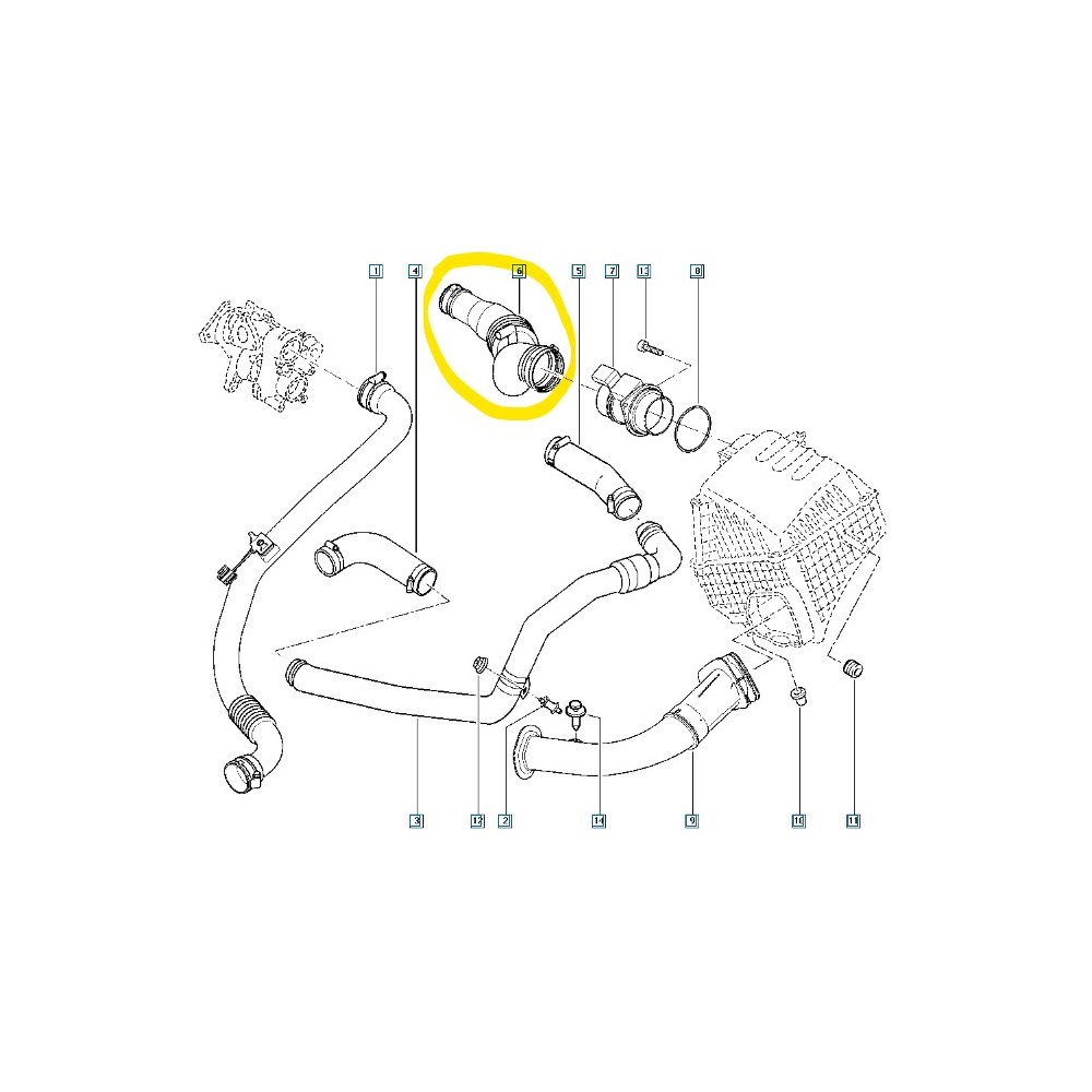 Furtun intercooler, supraalimentare Renault Espace 2002-2015, Laguna 2001-2005, Laguna 2005-2007, motor 1.9 dci, Material : Plastic, 7700116005,