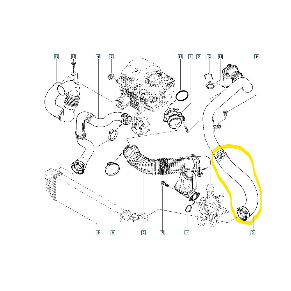 Furtun intercooler, supraalimentare Nissan Nv400 2010-, Opel Movano 2010-, Renault Master 2010-, motor 2.3 dci, 2.3 CDTI, Material : Cauciuc, Diametru interior [mm] : 75, 144600828R; 144601765R