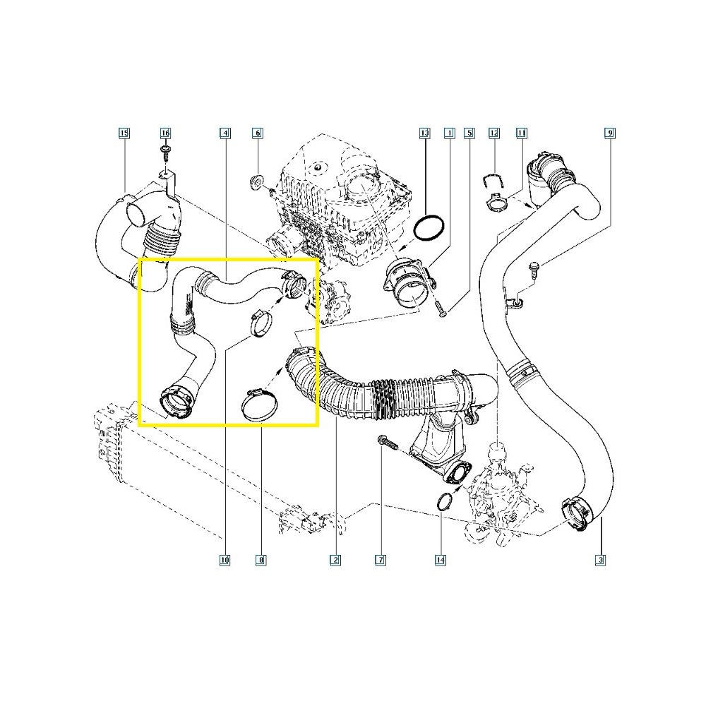 Furtun intercooler, supraalimentare Nissan Nv400 2010-, Opel Movano 2010-, Renault Master 2010-, motor 2.3 dci, 2.3 CDTI, Material : Cauciuc, Diametru interior [mm] : 52, 144605593R; 4406516; 4420342; 8200753502