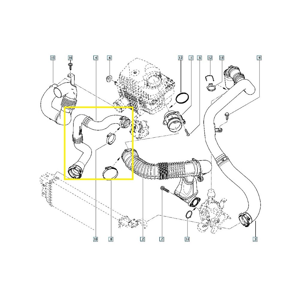 Furtun intercooler, supraalimentare Nissan Nv400 2010-, Opel Movano 2010-, Renault Master 2010-, motor 2.3 dci, 2.3 CDTI, Material : Cauciuc, Diametru interior [mm] : 55, 144604965R; 4406517; 8200753439; 93168791; 95514704