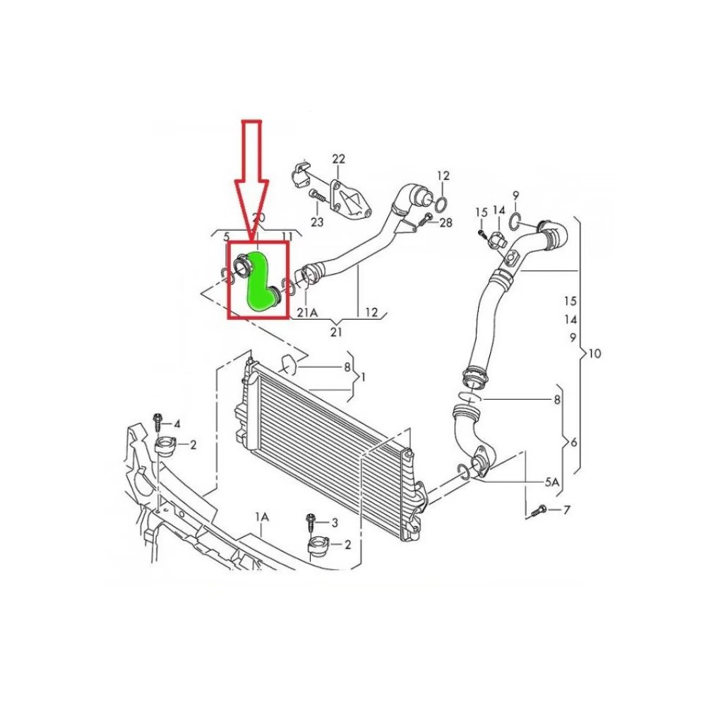 Furtun intercooler, supraalimentare Ford Galaxy 2000-2006, Seat Alhambra, 1996-2000, Alhambra 2000-2010, Vw Sharan, 1995-2000, Sharan 2000-2010, motor 1.9 TDI, Material : Cauciuc, 3M219C606BA; 7M3145737,