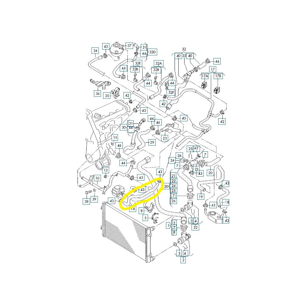 Furtun radiator incalzire habitaclu A3 96-03, Cordoba 99-02, Ibiza 99-02, Inca 95-03, Leon 99-05, Toledo 99-05, Octavia 96-10, Bora 98-05, Caddy, 95-04, Golf 4 97-03, motor 1.9 TDI, 1.9 SDI, Material : Cauciuc, Diametru interior [mm] : 12, 1J0121086B