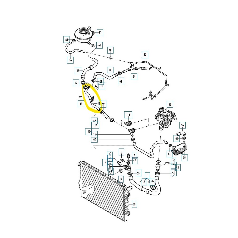 Furtun radiator racire Audi A1 2010-, A3 2012-, Seat Alhambra 2010-, Ateca 2016-, Leon 2013-, Skoda Octavia 2013-, Superb 2015-, Vw Golf 7 2012-, Passat (B8) 2014-, Polo 2009-2017, Sharan 2010-, Tiguan 2016-, motor 1.8 TFSI TSI, 2.0 TFSI TSI TDI, 1.6 TDI