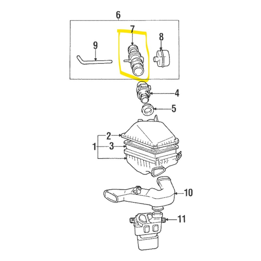 Furtun filtru aer, tubulatura filtru Toyota Camry, 1991-1996, motor 3.0 V6, Material : Cauciuc, 1788120070; 1788162040