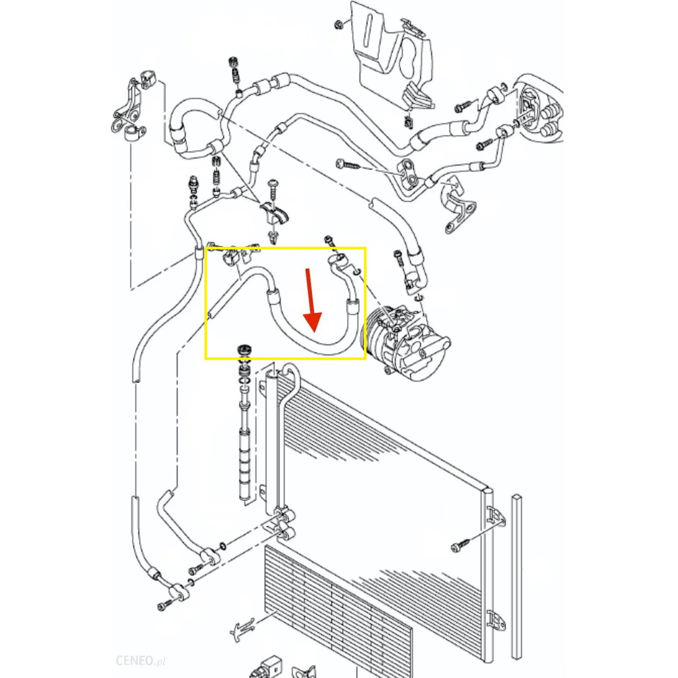 Conducta aer conditionat Vw Passat (B6), 2005-2010, Passat (B7), 2010-2015, Motor Benzina 1.4, 1.6, 1.8, 2.0, 3.2 , furtun inalta presiune Compresor - Condensator, freon R134A, Iesire : 15.2mm, Intrare : 15.2mm