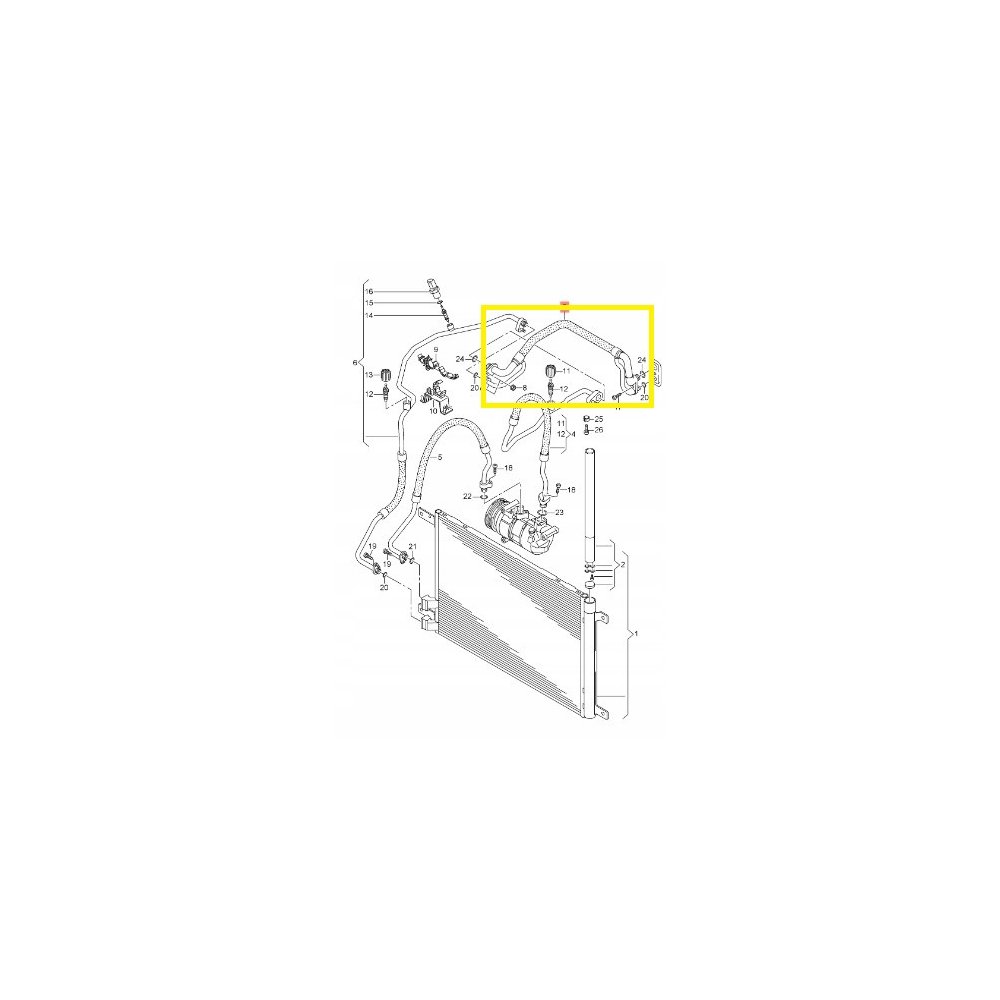 Conducta aer conditionat Audi A3 2012-, Seat Ateca 2016-, Leon 2013-, Skoda Karoq 2017-, Octavia 2013-, Superb 2015-, Vw Golf 7 2012-, Passat (B8) 2014-, Tiguan 2016-, Touran 2015-, TSI, TFSI, TDI , pres variabila, Evaporator - Compresor - Condensator