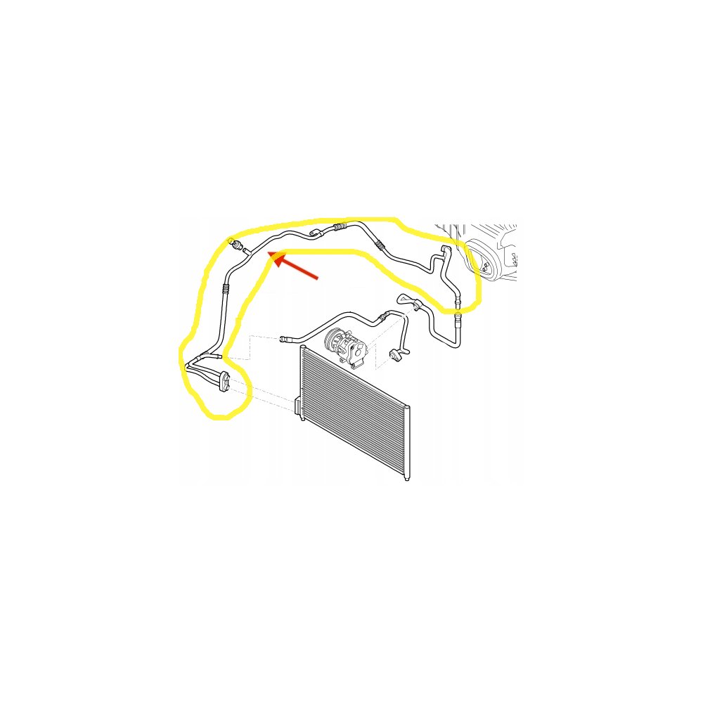 Conducta aer conditionat Fiat Punto Evo/Punto 2009-/2012-, Punto Grande 2005-2012, motor 1.4 T-Jet, TB Multiair, 1.3 MultiJet, 1.2, 1.4, furtun inalta presiune , Evaporator - Compresor - Condensator, freon : R134A, Iesire : 16.8mm, Intrare : 8.2mm