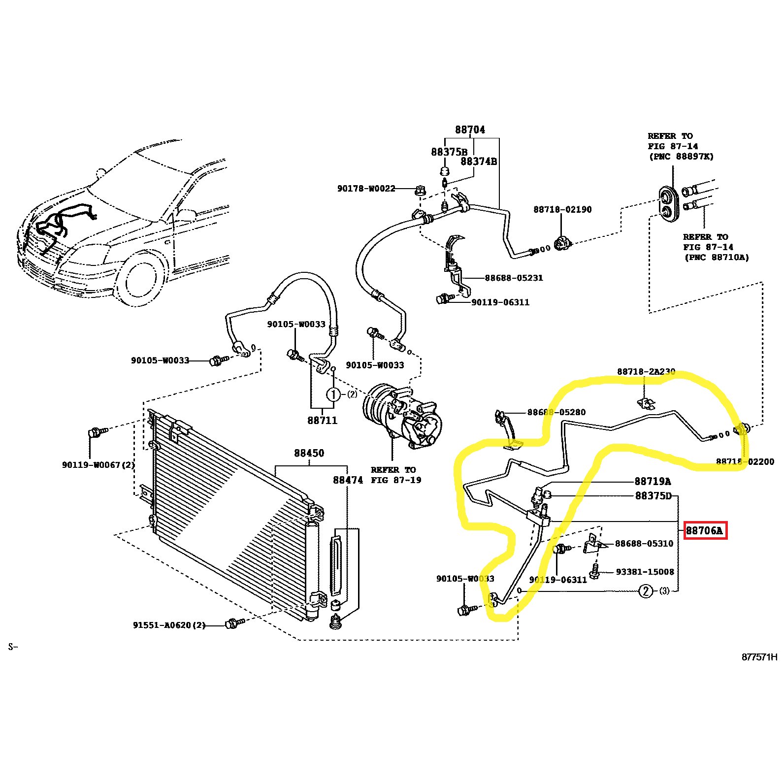 Conducta aer conditionat Toyota Avensis 2003-2008, motor 2.0 D-4D, 2.2 D-4D, furtun inalta presiune , Condensor - Evaporator, freon : R134A, Iesire : 10.0mm, Intrare : 10.0mm