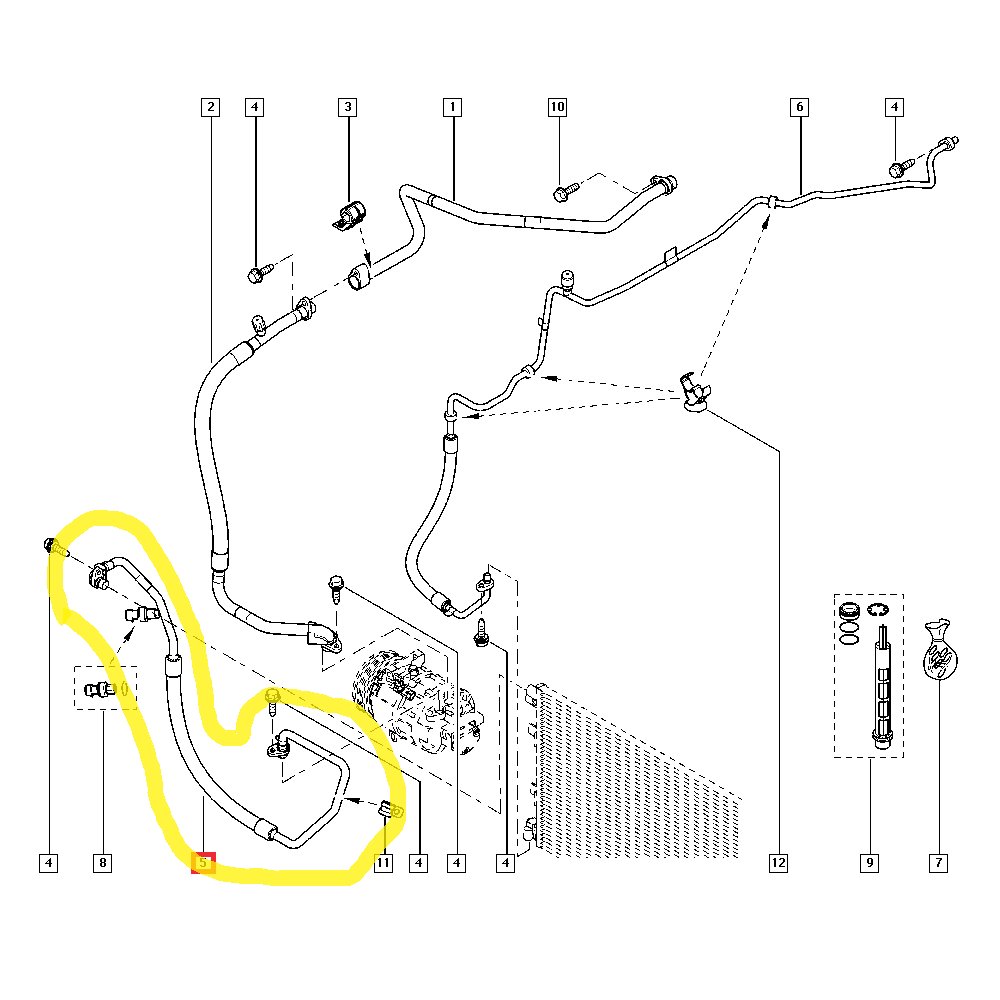 Conducta aer conditionat Nissan Nv400 2010-, Opel Movano 2010-, Renault Master 2010-, motor 2.3 dci, 2.3 CDTI, furtun inalta presiune , Compresor - Condensator, freon : R134A, Iesire : 15.4mm, Intrare : 15.4mm