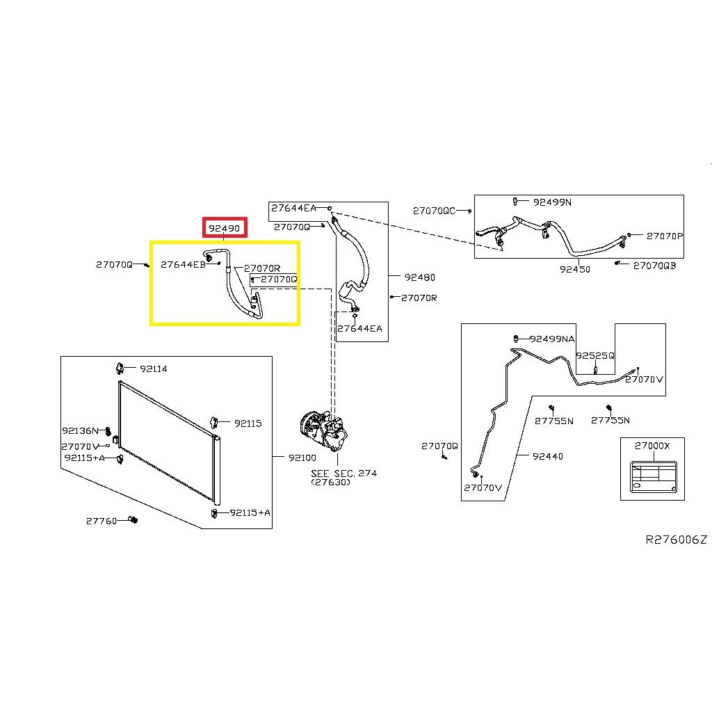 Conducta aer conditionat Nissan Rogue (J11) 2013-, X-Trail 2014-, motor 2.5, Furtun inalta presiune , Compresor - Condensator, freon : R134A, Iesire : 15.8mm, Intrare : 15.8mm