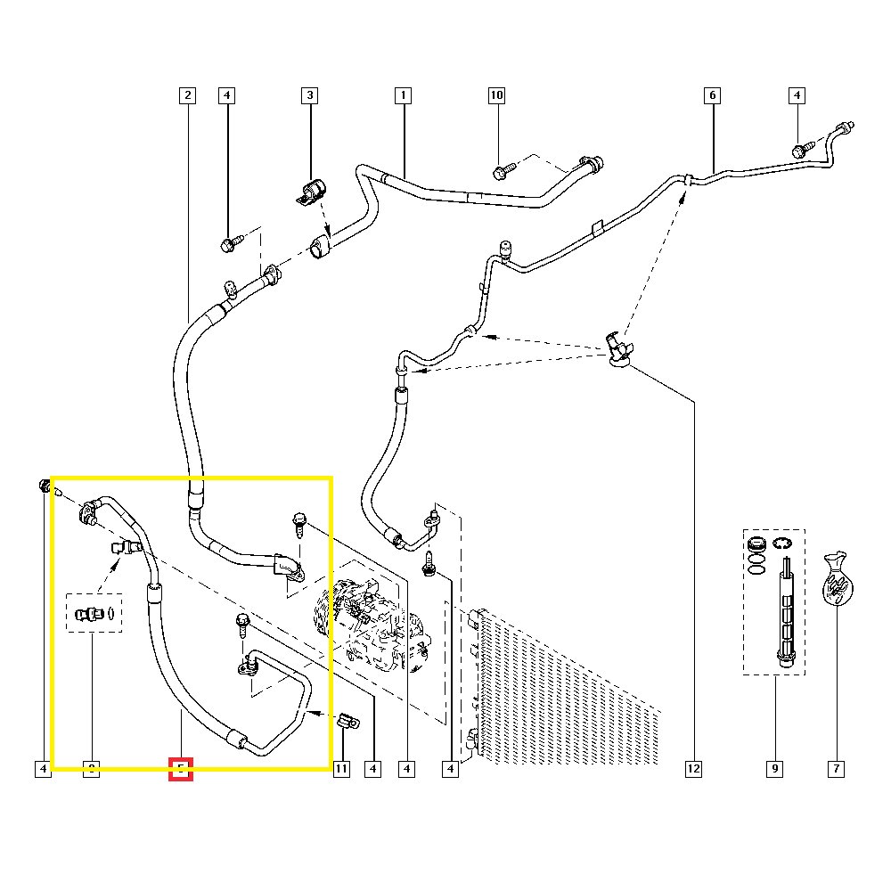 Conducta aer conditionat Nissan Nv400 2010-, Opel Movano 2010-, Renault Master 2010-, motor 2.3 dci, 2.3 CDTI, furtun inalta presiune , Compresor - Condensator, freon : R134A, Iesire : 15.4mm, Intrare : 15.4mm