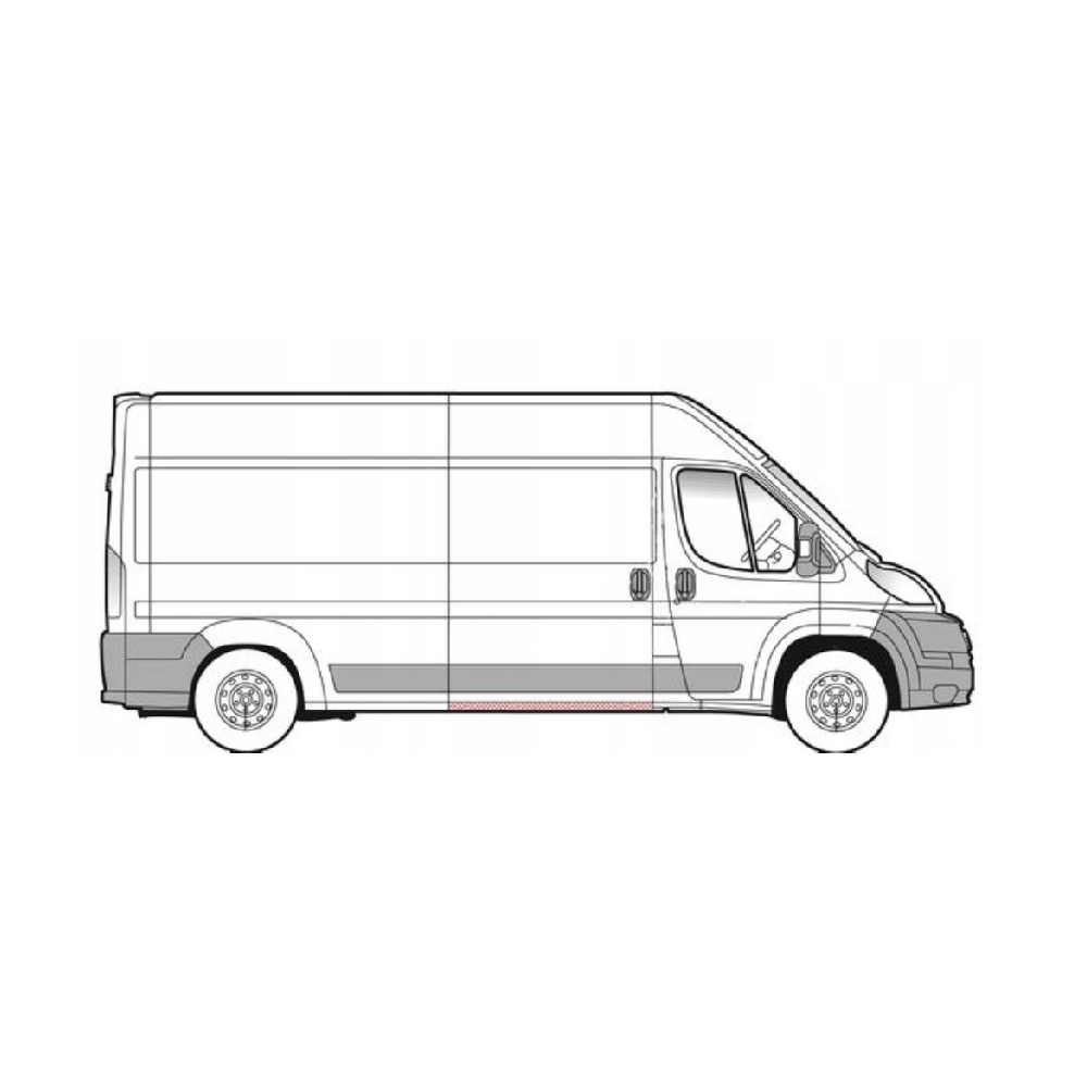 Prag Peugeot Boxer, 09.2006-08.2014 / Citroen Jumper 09.2006-08.2014 / Fiat Ducato (250) 09.2006-08.2014, Ram Promaster 02.13-09.2014 partea Dreapta sub usa culisanta, lungime 1420mm, prag din metal