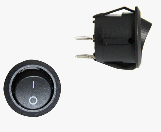 Intrerupator auto BestAutoVest rotund negru 10A, 12V, 2 pozitii, diametru 20 mm (fi 20) cu 3 papuci