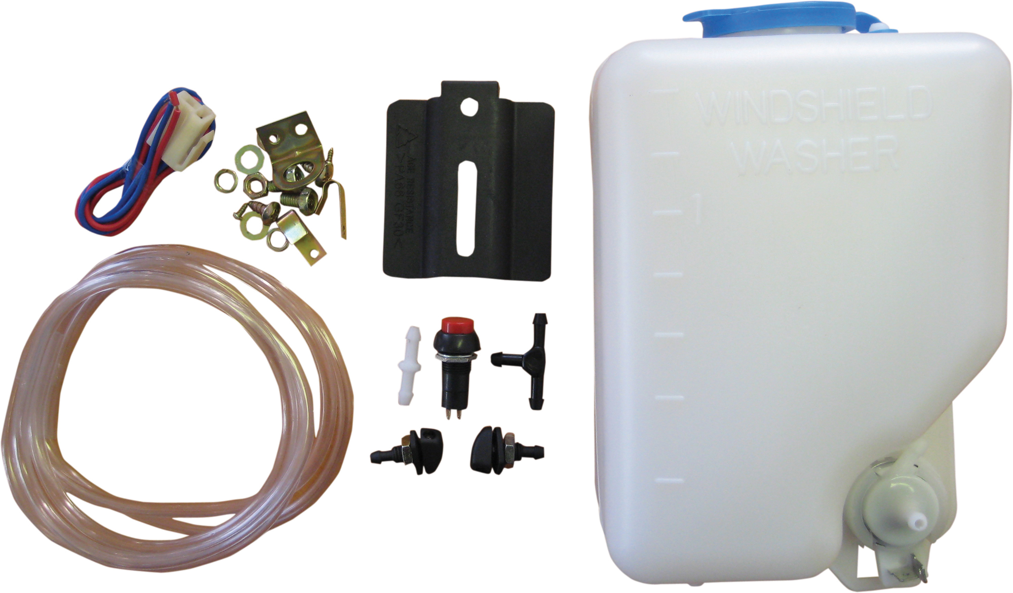 Kit spalator faruri universal rezervor 1.4 l , set complet , furtun 170cm, teu, comutator , pompa 12V 25W, duze pulverizare