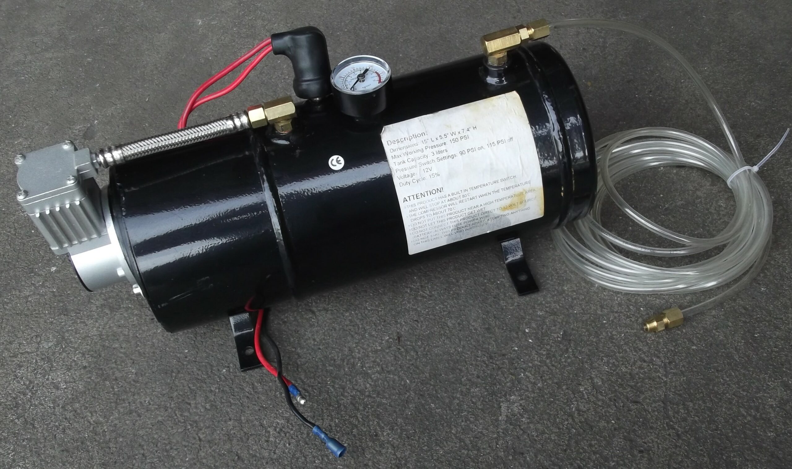 Compresor aer 12V, 240W, 8bar / 150PSI, rezervor aer 3 litri pentru claxoane pe aer