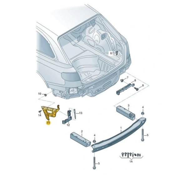 Suport bara protectie, spoiler Audi A4/S4 (B8), 11.2007-10.2011, model: Combi, montare spate, dreapta, mare, OE