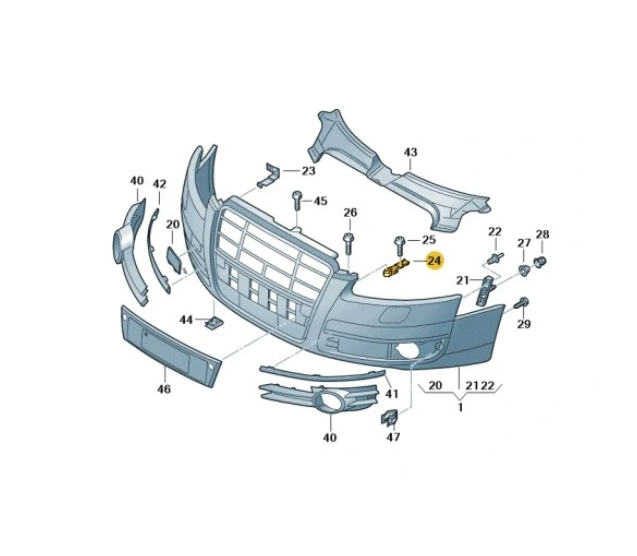 Suport bara protectie, spoiler Audi A6 (C6), 05.2004-03.2011, montare fata, stanga, superior, RapidAuto