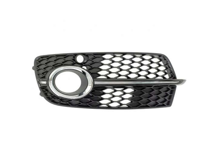 Grila bara protectie, spoiler Audi Q5 (8r), 09.2008-06.2012, model: S-Line, montare fata, dreapta, cu rama crom, cu gauri senzori parcare (PDC); cu gaura lampa de ceata, RapidAuto