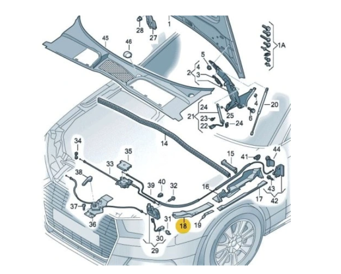 Ornament superior panou central, trager Audi A4/S4 (B9), 11.2015-07.2019, montare fata, stanga, superior, RapidAuto