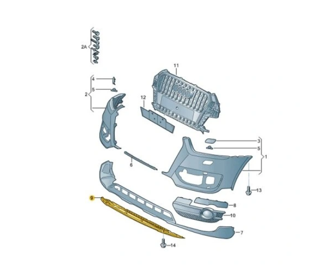 Spoiler bara protectie Audi Q3 (8u), 06.2011-02.2015, montare fata, RapidAuto