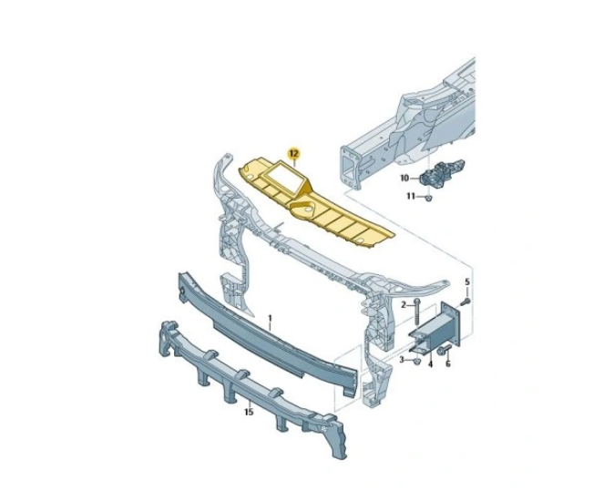 Ornament superior panou central, trager Audi Q5 (Fy), 09.2016-10.2020, montare fata, superior, RapidAuto