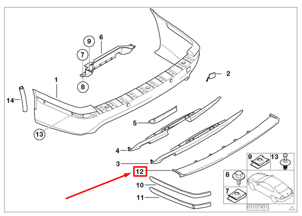 Spoiler bara protectie Bmw Seria 5 (E39), 01.1996-2000, model: Combi, montare spate, superior, RapidAuto