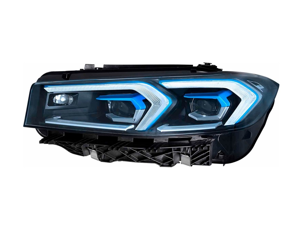Far Bmw Seria 3 (G20/G21), 07.2022-, montare fata, stanga, Tip=MATRIX; LED; electric; rama albastra; fara modul LED; cu motor; LED; fara marcaj &quot;BMW&quot;, HELLA