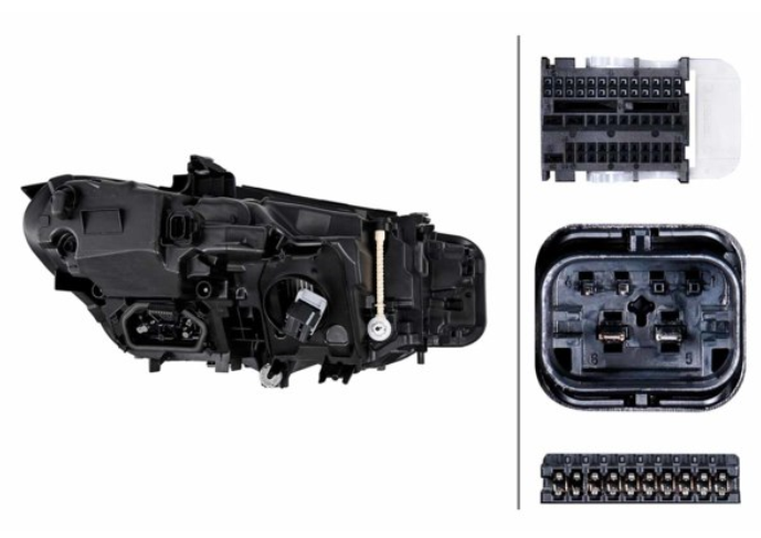 Far Bmw Seria 3 (G20/G21), 07.2022-, montare fata, stanga, Tip=MATRIX; LED; electric; rama neagra; fara modul LED; cu motor; LED; fara marcaj "BMW", HELLA