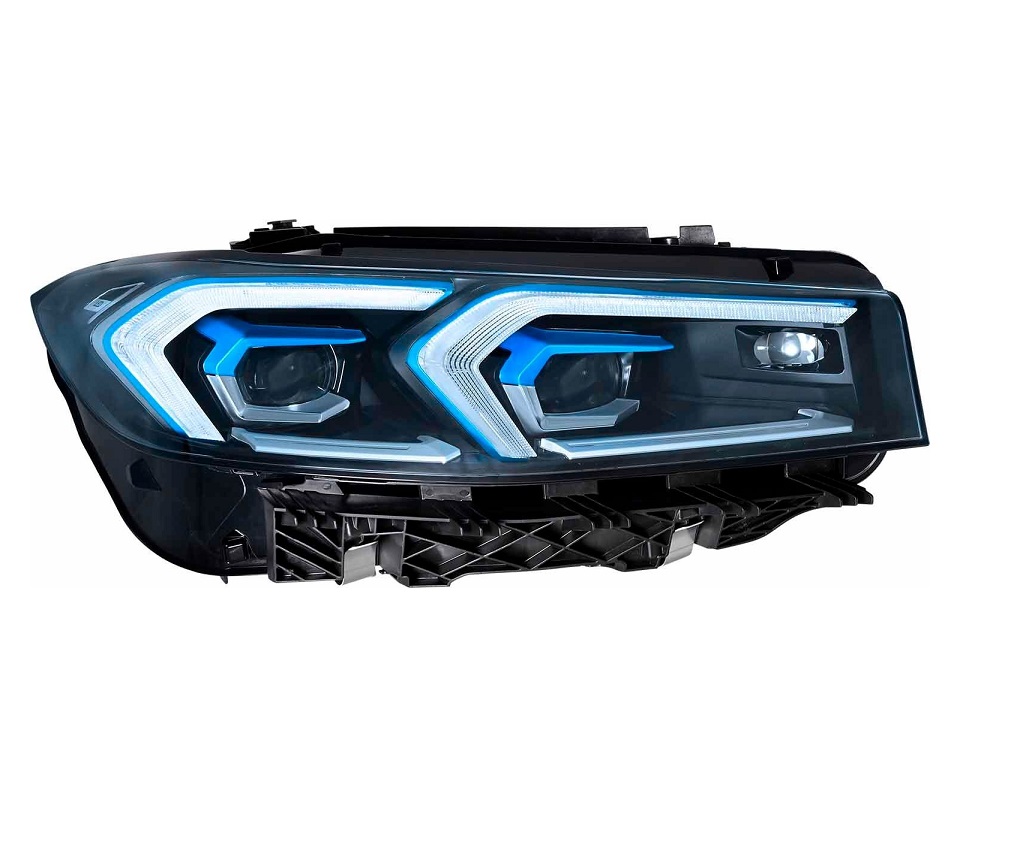 Far Bmw Seria 3 (G20/G21), 07.2022-, montare fata, dreapta, Tip=MATRIX; LED; electric; rama albastra; fara modul LED; cu motor; LED; fara marcaj &quot;BMW&quot;, HELLA