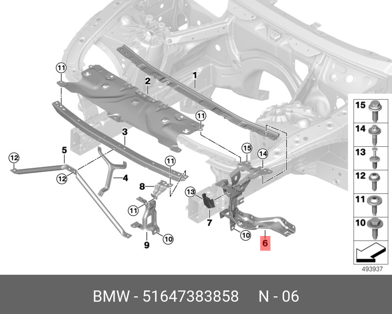 Suport fixare far Bmw Seria 5 (G30/G31), 05.2017-08.2020, montare fata, dreapta, tabla, RapidAuto