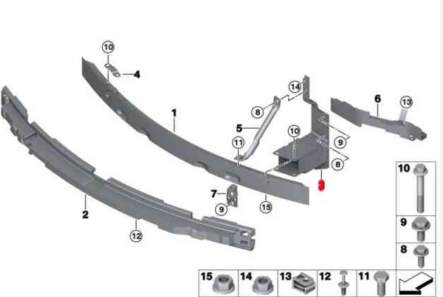 Suport armatura bara protectie Bmw X5 (F15/F85), 10.2013-03.2019, montare fata, dreapta, aluminiu, RapidAuto