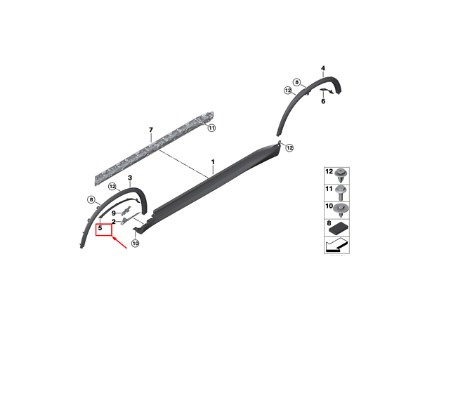 Ornament pasaj roata Bmw X5 (G05/F95), 11.2018-, montare fata, stanga, RapidAuto