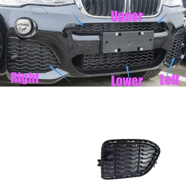 Grila bara protectie, spoiler Bmw X3 (F25), 03.2014-08.2017, model: pachet,M, montare fata, stanga, RapidAuto