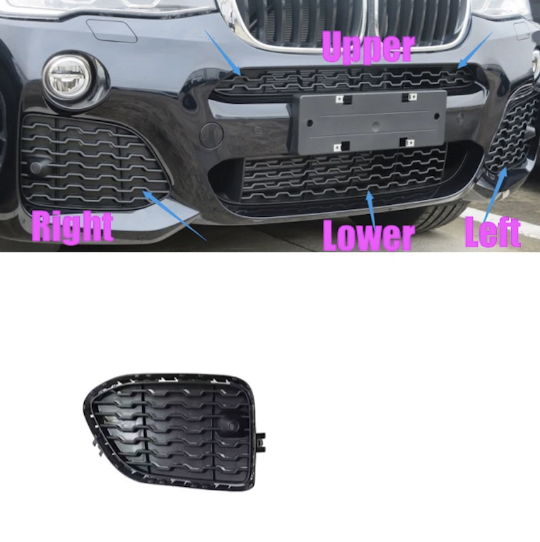 Grila bara protectie, spoiler Bmw X3 (F25), 03.2014-08.2017, model: pachet,M, montare fata, dreapta, RapidAuto