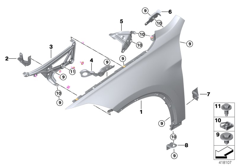 Suport aripa fata Bmw X1 (F48), 06.2015-09.2022, montare fata, stanga, RapidAuto