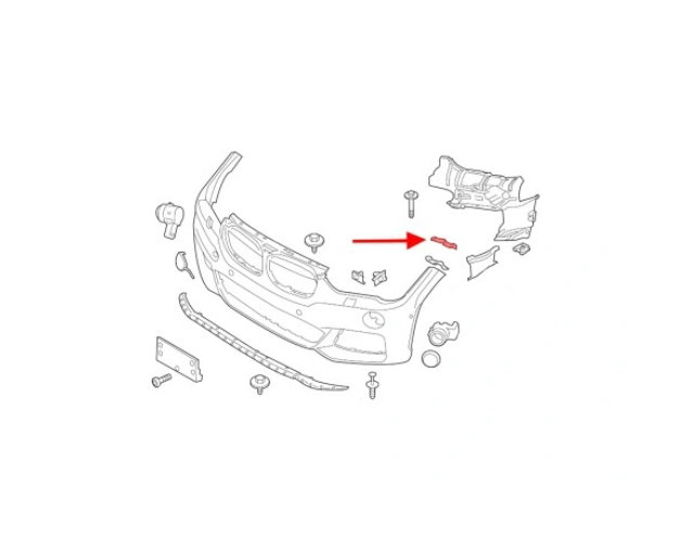 Suport bara protectie, spoiler Bmw X1 (F48), 06.2015-09.2022, montare fata, stanga, RapidAuto