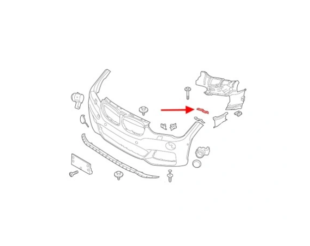 Suport bara protectie, spoiler Bmw X1 (F48), 06.2015-09.2022, montare fata, dreapta, RapidAuto