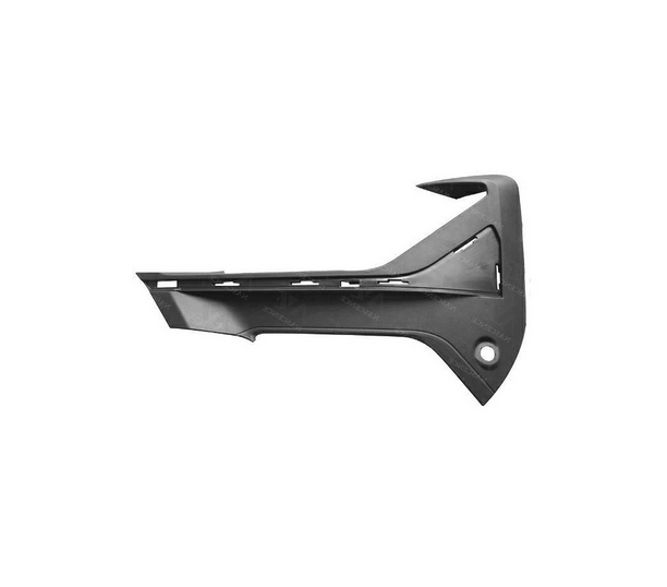 Grila bara protectie, spoiler Bmw X1 (F48), 2019-09.2022, montare fata, stanga, lucios, negru/negru; gaura senzor parcare, cu locas ornamente, RapidAuto