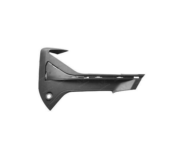 Grila bara protectie, spoiler Bmw X1 (F48), 2019-09.2022, montare fata, dreapta, lucios, negru/negru; gaura senzor parcare, cu locas ornamente, RapidAuto